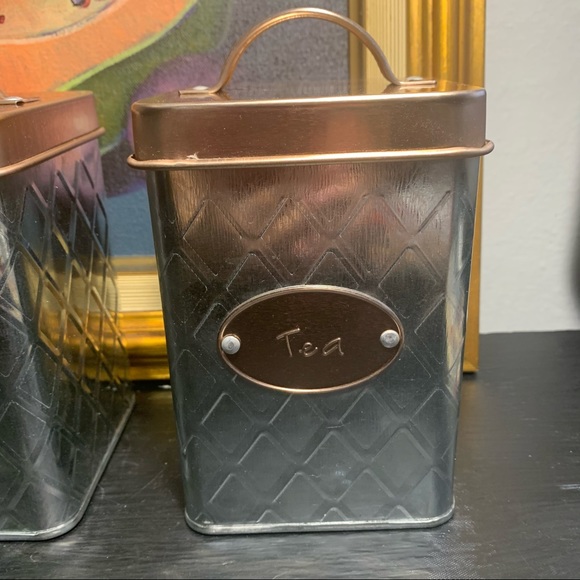 Coffee sugar and tea rose gold and silver kitchen canister ☕️ - Picture 7 of 14
